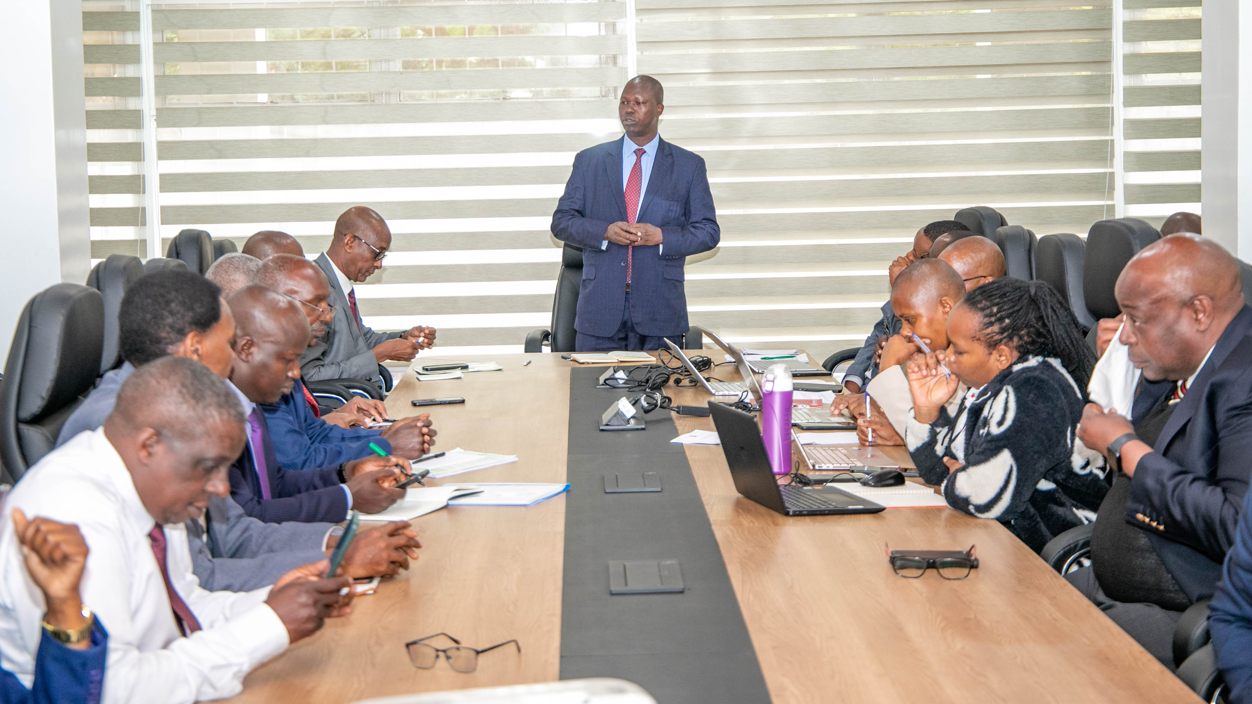 Public Works PS Joel Arumonyang speaks during the meeting at Transcom House