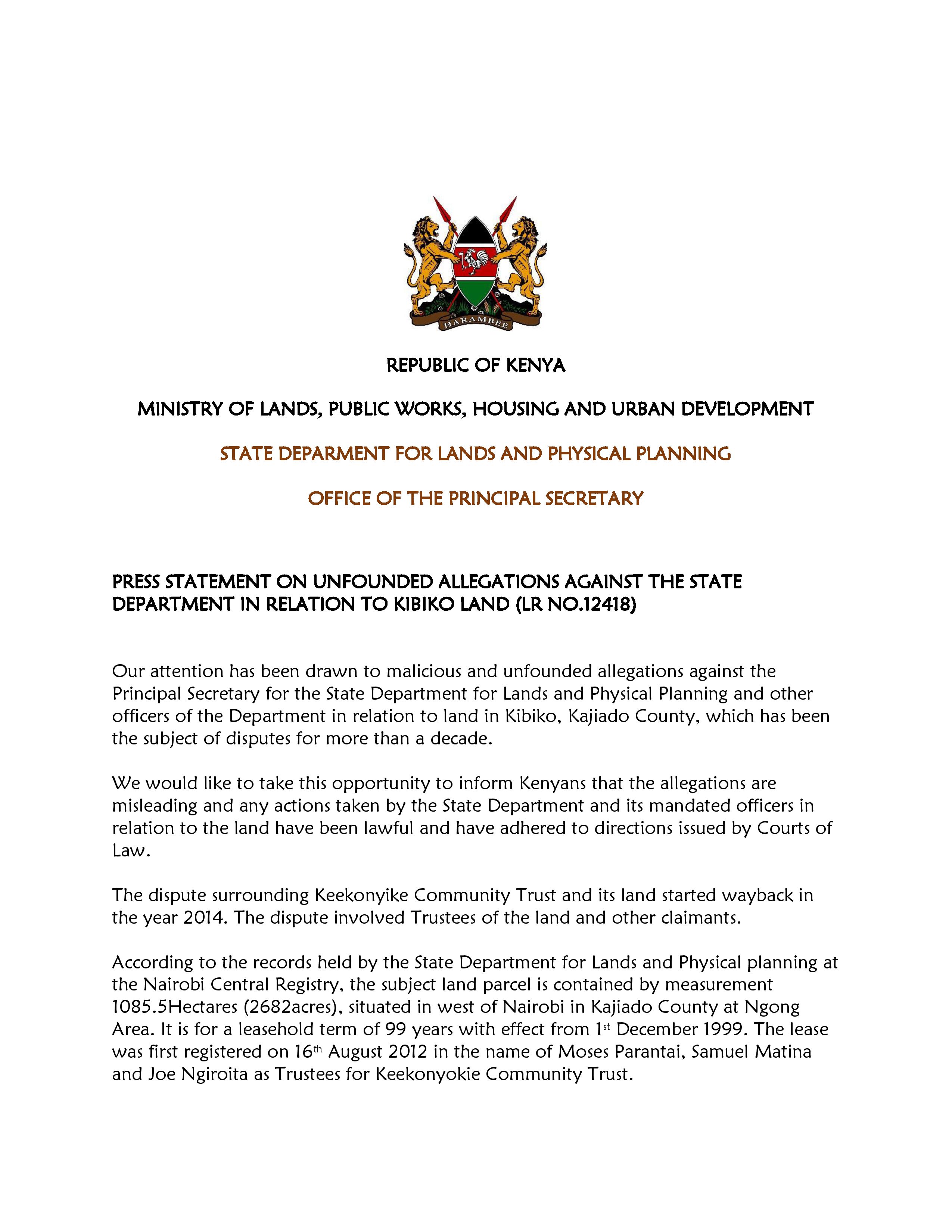 Press Statement Page 1