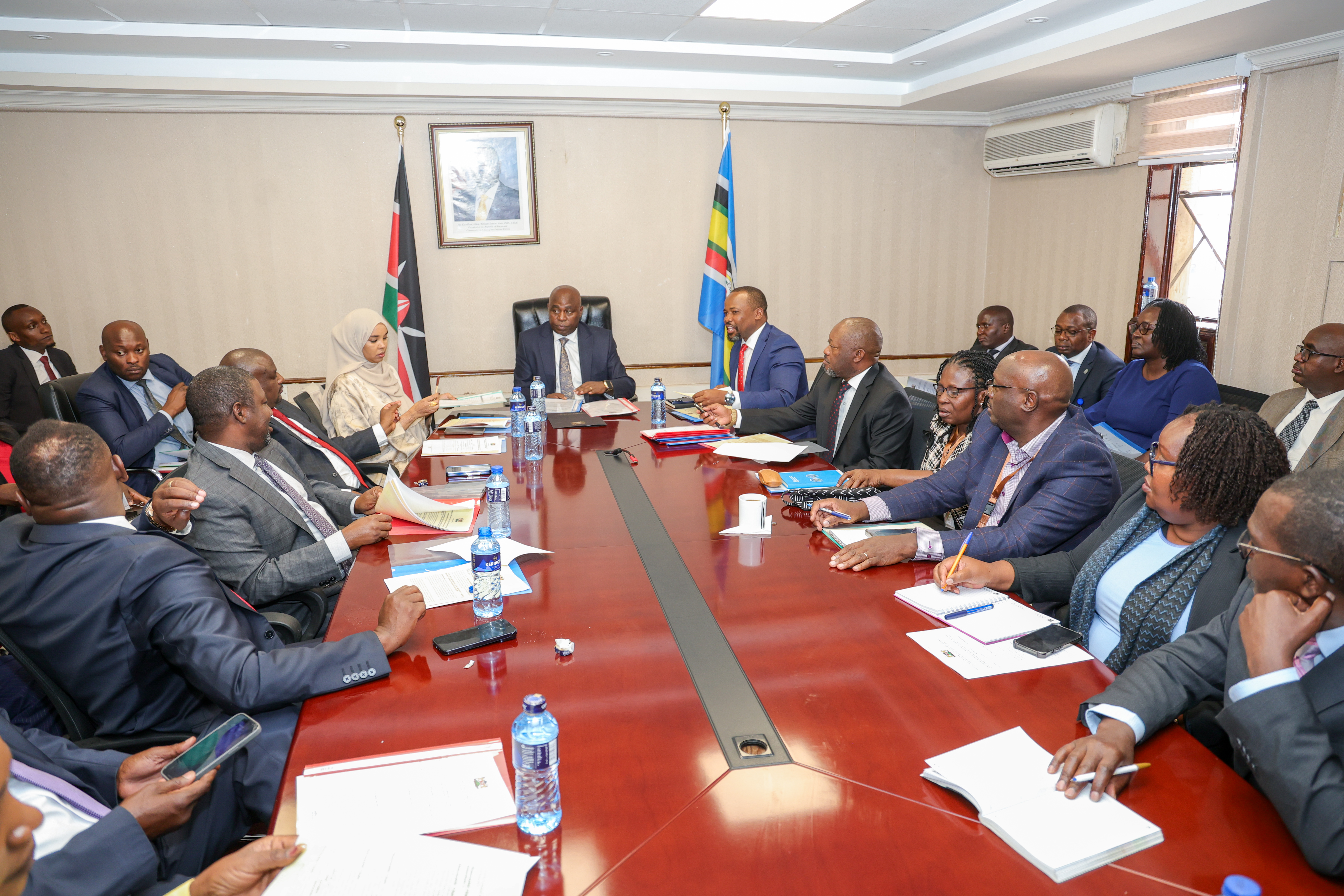 Hon. Joash Nyamoko chairs a meeting between members of the National Assembly Departmental Committee on Lands and officials from the State Department for Lands during their visit to Ardhi House