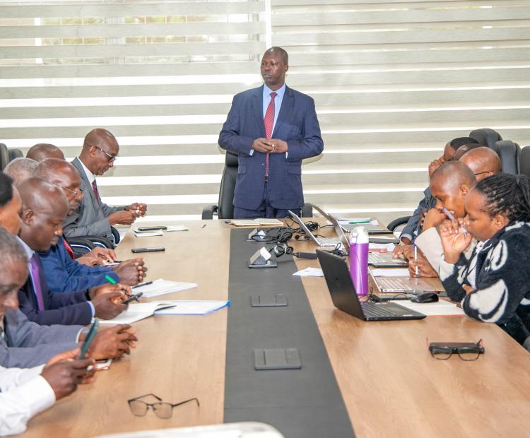 Public Works PS Joel Arumonyang speaks during the meeting at Transcom House