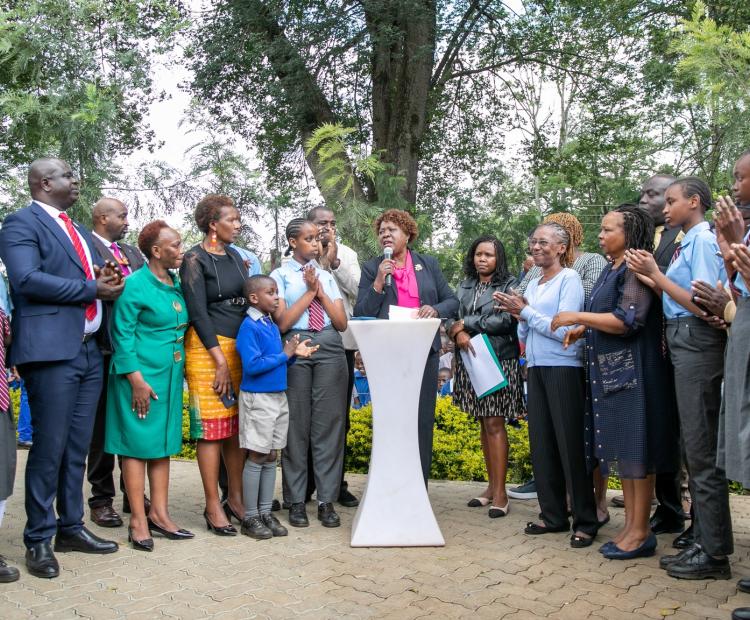 Lands, Public Works, Housing and Urban Development CS Hon. Alice Wahome, when she officially handed over the title deed for Lavington Primary School on June 11, 2025